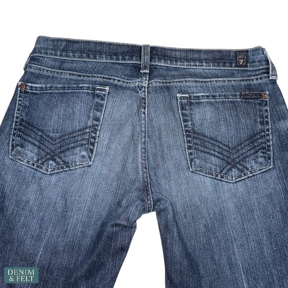 7 For All Mankind Dojo Flare Jeans Medium Wash Wide Leg Iconic Modern Denim Fit - Picture 5 of 14